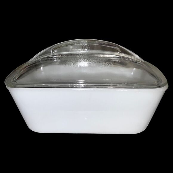 Vintage Westinghouse Loaf Pan Milk Glass Baking Refrigerator Dish Clear Lid 9” - Picture 6 of 7